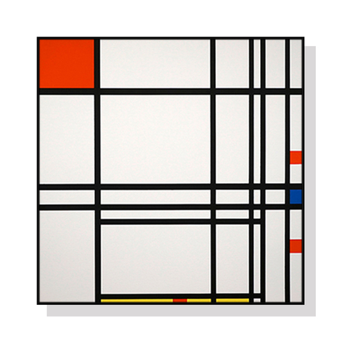 Wall Art 100cmx100cm Abstract Art By Piet Mondrian Black Frame Canvas - Main Image