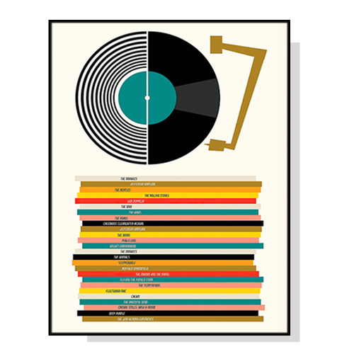 Wall Art 70cmx100cm Music Black Frame Canvas - Main Image