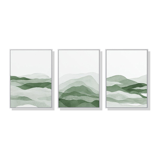 Wall Art 60cmx90cm Sage Green 3 Sets White Frame Canvas - Main Image