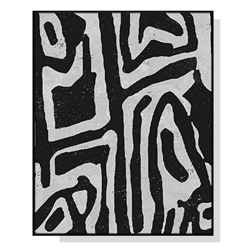 Wall Art 60cmx90cm Abstract Black Artwork Black Frame Canvas - Main Image
