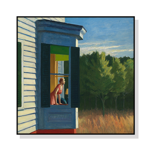 Wall Art 70cmx70cm Cape Cod Morning By Edward Hopper Black Frame Canvas - Main Image