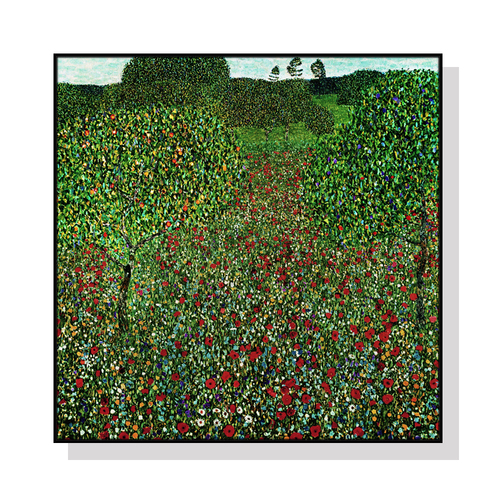 Wall Art 80cmx80cm Italian garden by Gustav Klimt Black Frame Canvas - Main Image