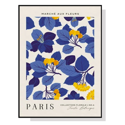 Wall Art 100cmx150cm Paris Flower Market Black Frame Canvas - Main Image