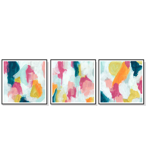 Wall Art 60cmx60cm Colourful 3 Sets Black Frame Canvas - Main Image