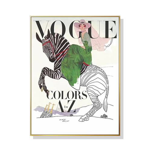 Wall Art 80cmx120cm Vogue Lady Gold Frame Canvas - Main Image