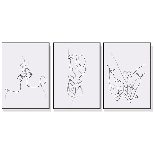 Wall Art 80cmx120cm Couples 3 Sets Black Frame Canvas - Main Image