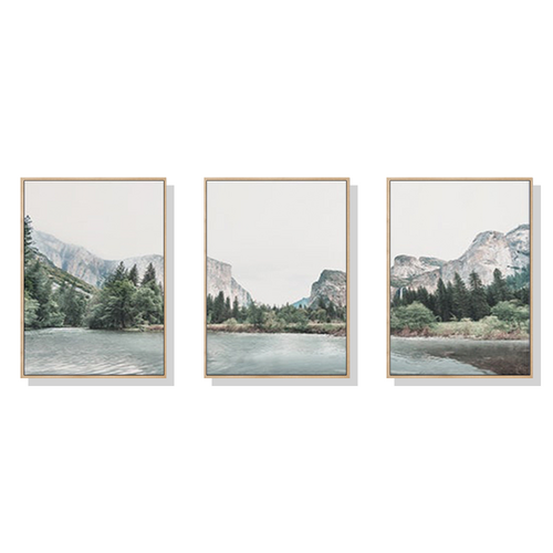 Wall Art 50cmx70cm Yosemite Valley National Park 3 Sets Wood Frame Canvas - Main Image