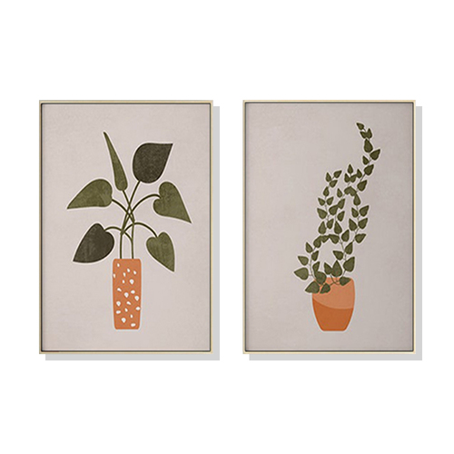 Wall Art 60cmx90cm Boho Botanical Art 2 Sets Gold Frame Canvas - Main Image