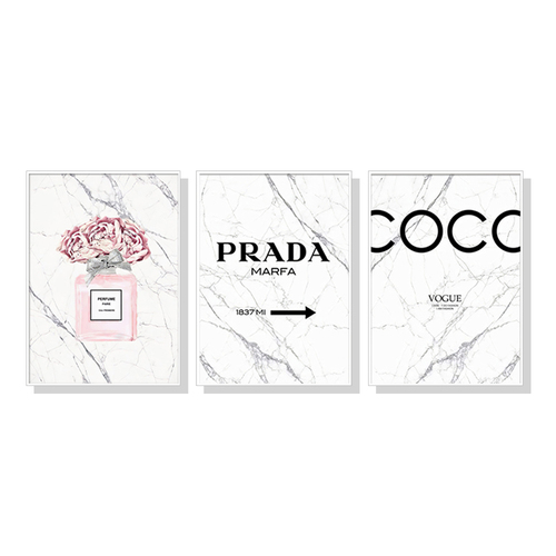 Wall Art 50cmx70cm Fashion Perfume 3 Sets White Frame Canvas - Main Image