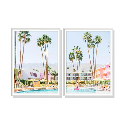 Wall Art 80cmx120cm Saguaro Hotel 2 Sets White Frame Canvas - Main Image