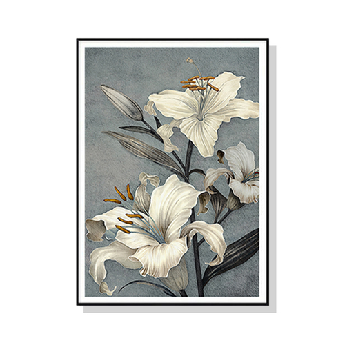 Wall Art 40cmx60cm Floral Lily II Black Frame Canvas - Main Image