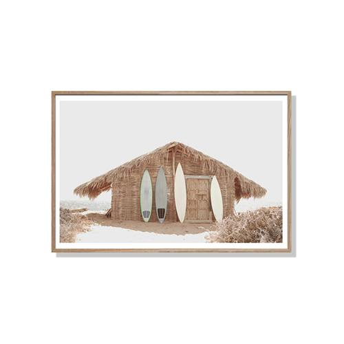Wall Art 80cmx120cm Surf Cabin Wood Frame Canvas - Main Image