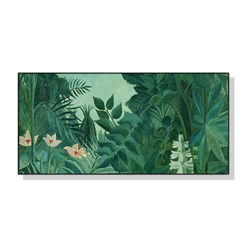 Wall Art 40cmx80cm The Equatorial Jungle Green Forest By Henri Rousseau Black Frame Canvas - Main Image