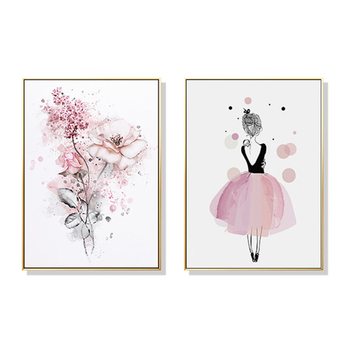 Wall Art 60cmx90cm Dancing Ballerina in Paris 2 Sets Gold Frame Canvas - Main Image