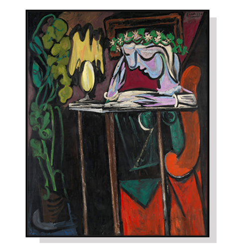 Wall Art 80cmx120cm Reading Girl by Pablo Picasso Black Frame Canvas - Main Image