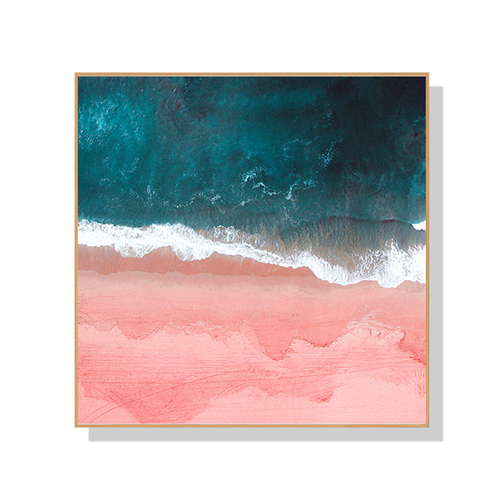 Wall Art 100cmx100cm Pink Sea Wood Frame Canvas - Main Image