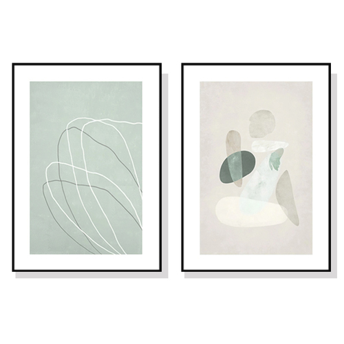 Wall Art 80cmx120cm Abstract body and lines 2 Sets Black Frame Canvas - Main Image