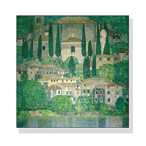 Wall Art 50cmx50cm Kirche In Cassone by Gustav Klimt White Frame Canvas - Main Image