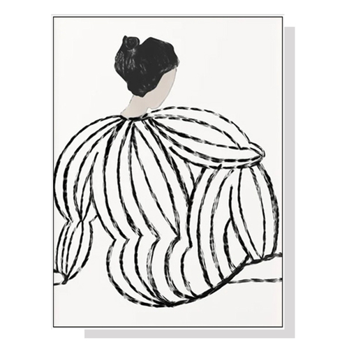Wall Art 70cmx100cm Modern Lady White Frame Canvas - Main Image