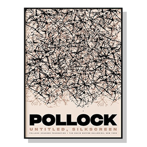 Wall Art 90cmx135cm Jackson Pollock Exhibition II Black Frame Canvas - Main Image