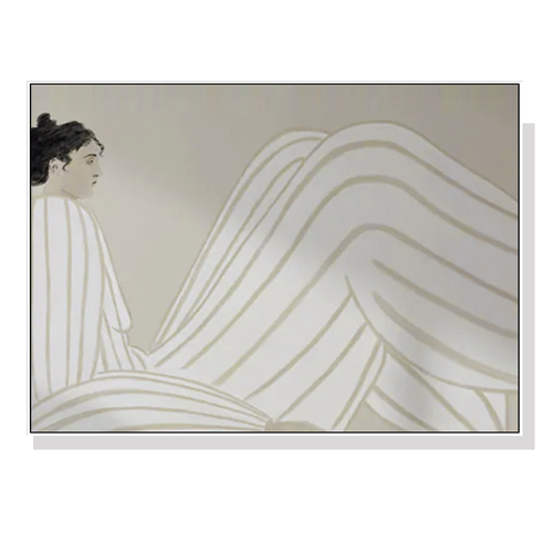 Wall Art 70cmx100cm Abstract Lady White Frame Canvas - Main Image