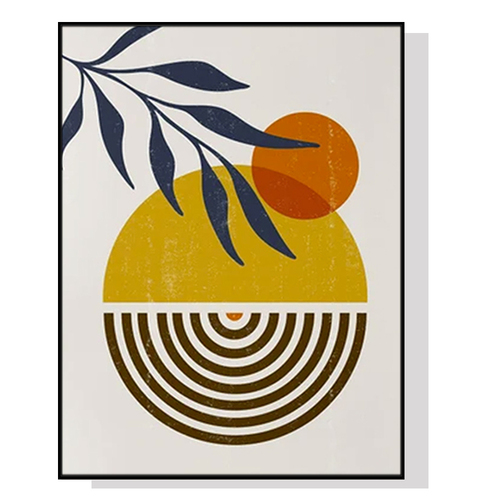 Wall Art 90cmx135cm Sun and Moon Black Frame Canvas - Main Image