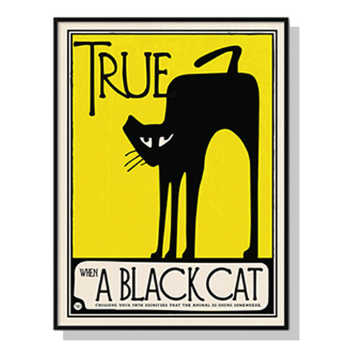 Wall Art 70cmx100cm Black Cat Black Frame Canvas - Main Image