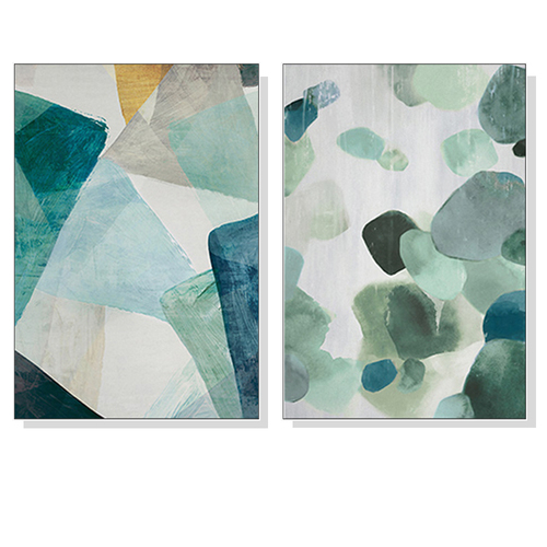 Wall Art 60cmx90cm Green Marble 2 Sets White Frame Canvas - Main Image