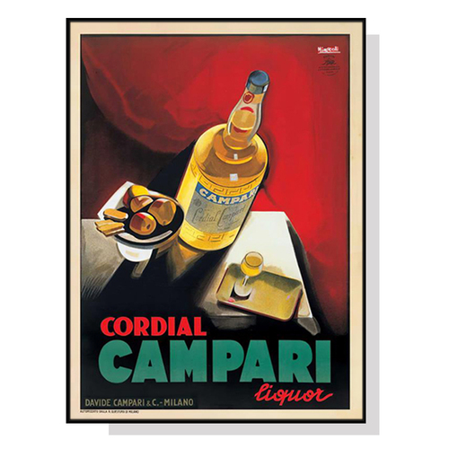 Wall Art 50cmx70cm Cordial Campari Liquor Black Frame Canvas - Main Image