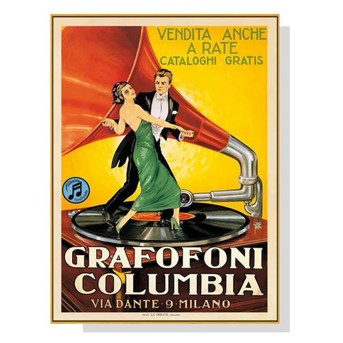 Wall Art 80cmx120cm Grafofoni Columbia Gold Frame Canvas - Main Image