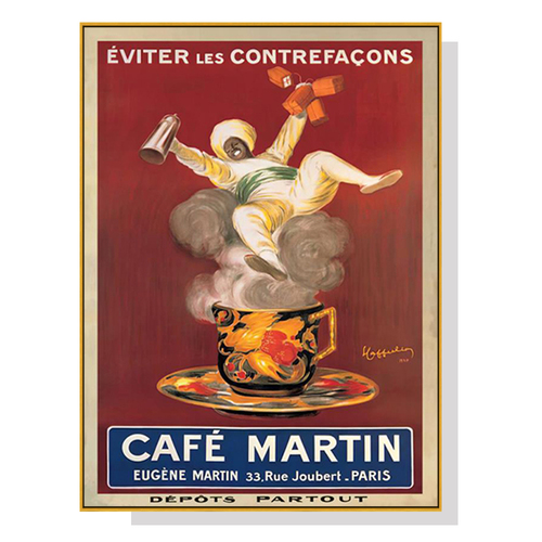 Wall Art 90cmx135cm Cafe Martin Gold Frame Canvas - Main Image