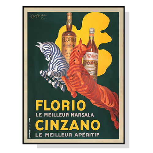 Wall Art 90cmx135cm Florio Cinzano Black Frame Canvas - Main Image