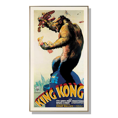 Wall Art 40cmx80cm King Kong 1933 Gold Frame Canvas - Main Image