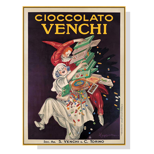 Wall Art 100cmx150cm Cioccolato Venchi Vintage Gold Frame Canvas - Main Image