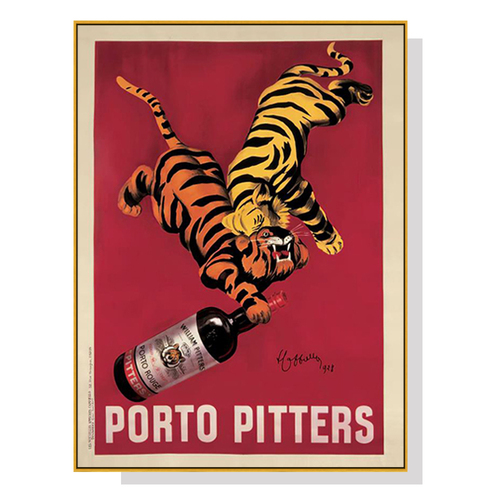 Wall Art 90cmx135cm Porto Pitters Vintage Gold Frame Canvas - Main Image
