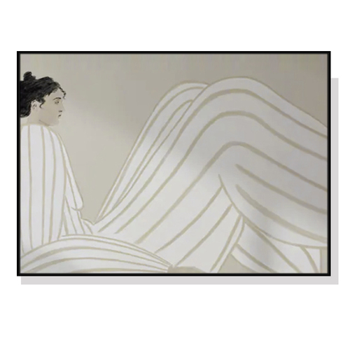 Wall Art 60cmx90cm Abstract Lady Black Frame Canvas - Main Image