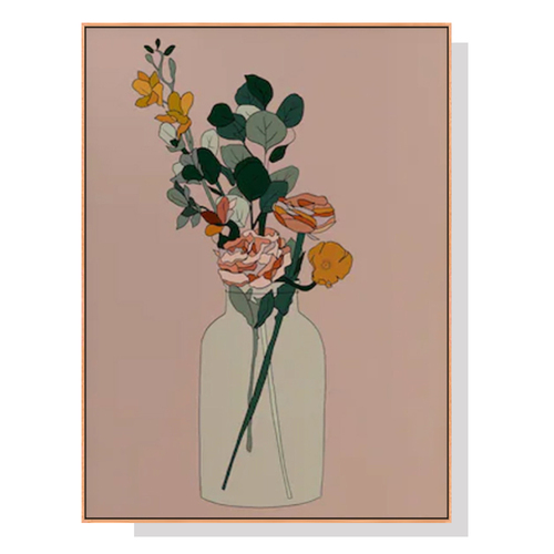 Wall Art 80cmx120cm Boho Floral Wood Frame Canvas - Main Image