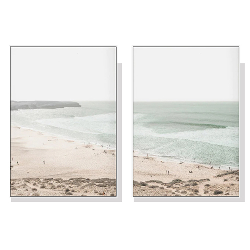 Wall Art 60cmx90cm Coastal Prints 2 Sets White Frame Canvas - Main Image