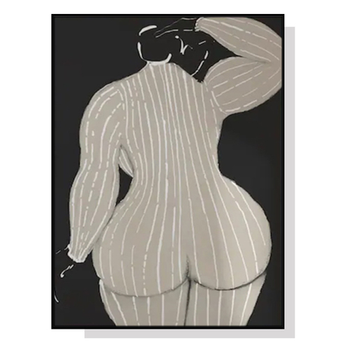 Wall Art 50cmx70cm Mid Century Lady Black Frame Canvas - Main Image