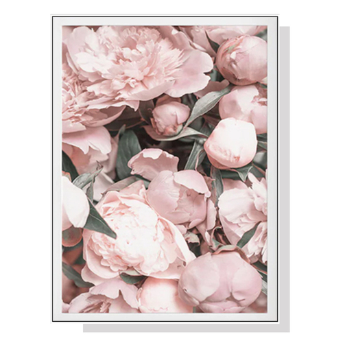 Wall Art 100cmx150cm Peony White Frame Canvas - Main Image
