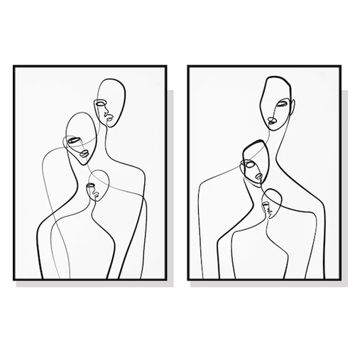 Wall Art 40cmx60cm Abstract Figures 2 Sets Black Frame Canvas - Main Image