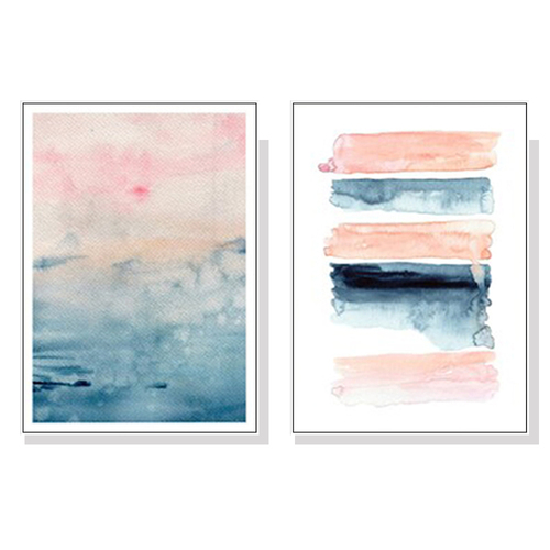 Wall Art 60cmx90cm Abstract Pink 2 Sets White Frame Canvas - Main Image