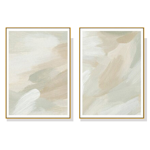 Wall Art 100cmx150cm Beige and Sage Green 2 Sets Gold Frame Canvas - Main Image