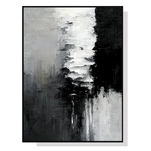 Wall Art 50cmx70cm Abstract Black White Artwork Black Frame Canvas - Main Image