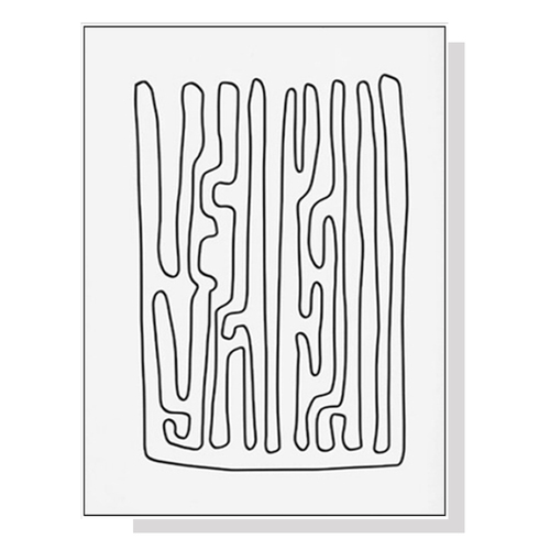 Wall Art 40cmx60cm Black And White Lines White Frame Canvas - Main Image