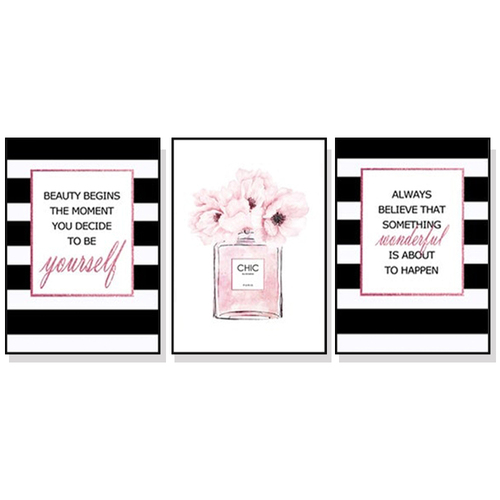 Wall Art 50cmx70cm Fashion Prints 3 Sets Black Frame Canvas - Main Image