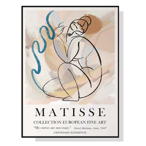 Wall Art 60cmx90cm Matisse Nude Line Black Frame Canvas - Main Image