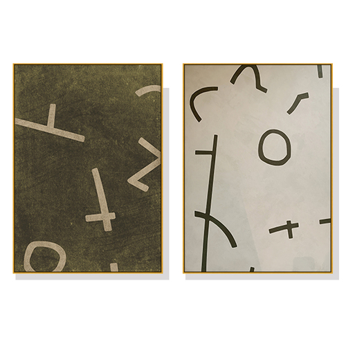 Wall Art 90cmx135cm Neutral Composition 2 Sets Gold Frame Canvas - Main Image