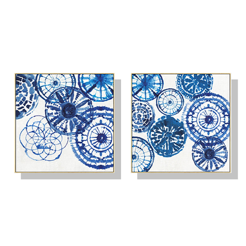 Wall Art 80cmx80cm Blue Day 2 Sets Gold Frame Canvas - Main Image