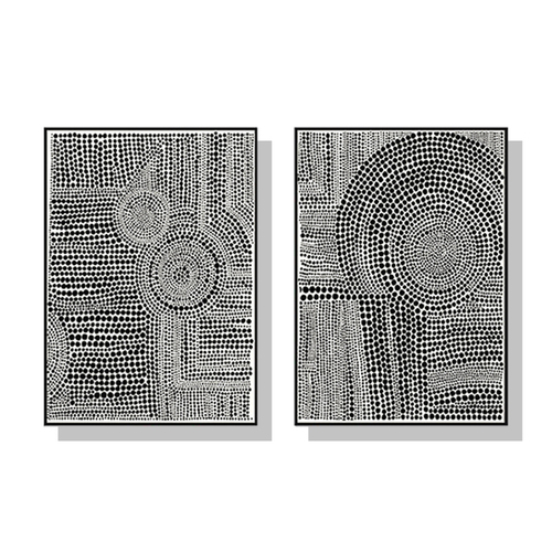 Wall Art 100cmx135cm Clustered Dots 2 Sets Black Frame Canvas - Main Image